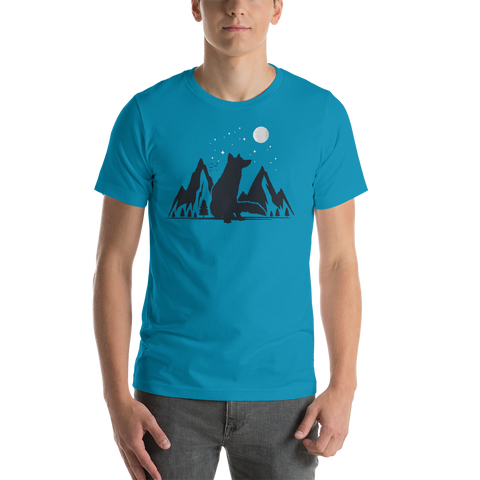 Mens Mountain and Moon Fox T-Shirt